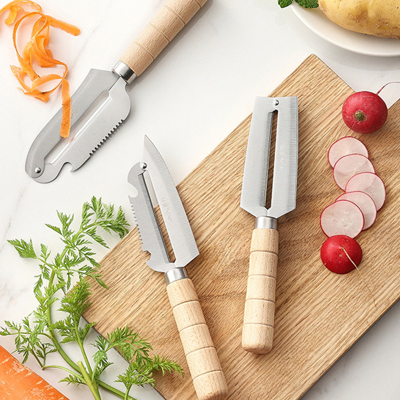 十八子作家用多功能木柄瓜刨商用甘蔗刨皮刀削菠萝专用刀去皮刀_虎窝淘