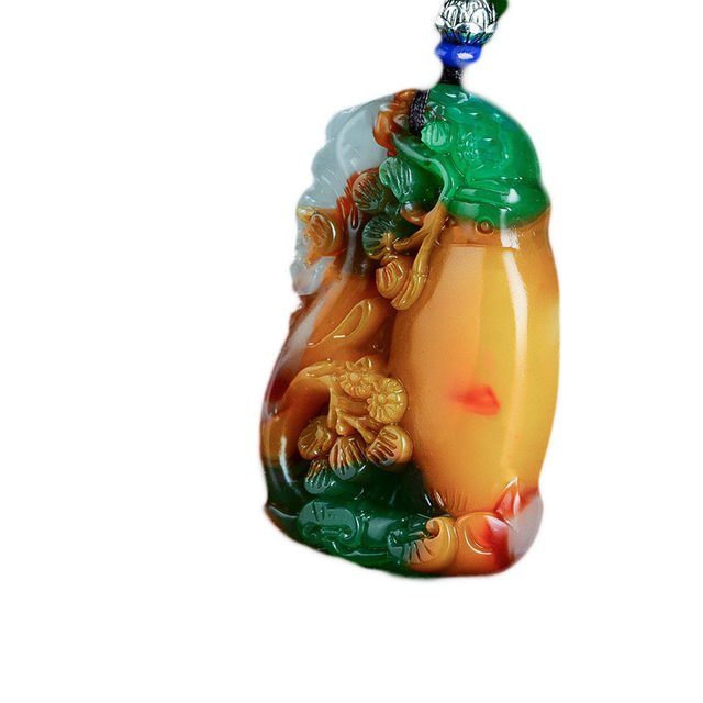 Colorful vase pendant pendant men and women necklace gold silk jade