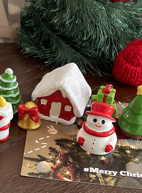 可爱微景简约创意卡通圣诞雪人圣诞树桌面迷你造雪景装饰品