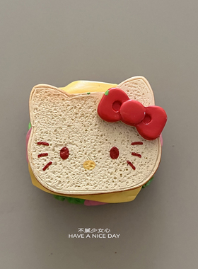 新款仿真食玩冰箱贴3D卡通kt小猫系列披萨下午茶磁性贴贴树脂