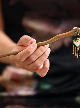 紫光檀木发簪女古风日常