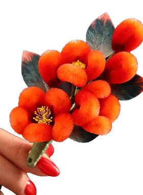 胖绒设计手工蚕丝绒花新