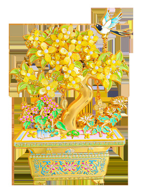 蜜蜡金枝桂花金属宫廷盆