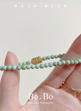 新中式琉璃茉绿手串绿野仙踪森系弹力绳淡绿色串珠手链女饰品