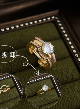 新中式复古宫廷风花朵戒指女时尚小众轻奢设计感指环个性食指戒