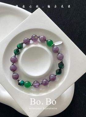 九紫离火紫色天然水晶手串女