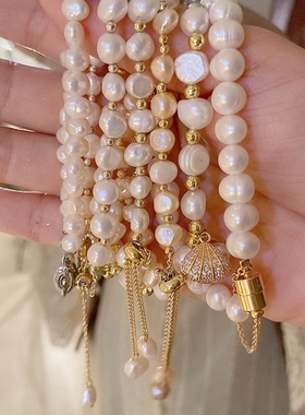 精致巴洛克水晶手镯淡水珍珠手链