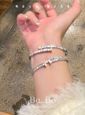 轻奢H字母满钻超闪钛钢手镯