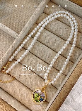 小众花朵轻奢法式淡水珍珠项链