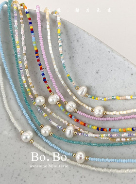 轻奢巴洛克高级感叠戴锁骨链琉璃