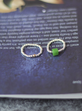 925银冷淡风玉石翡翠脚趾戒指