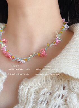 樱花盛开项链女田园风锁骨链约会