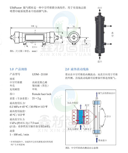 PALL脱气膜汉拓彩神纺织机专用脱气肺喷码机UV纺织机PN UDM-21110 - 图0