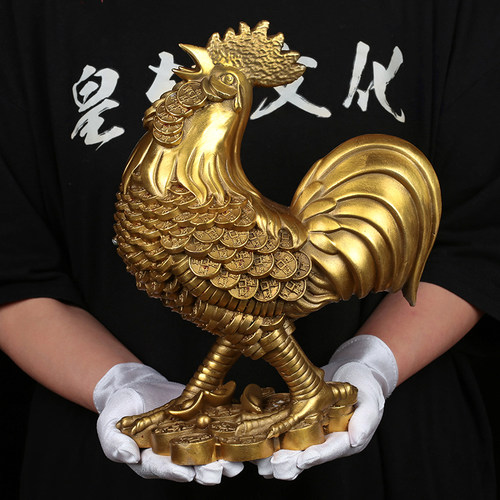 纯黄铜公鸡招财铜鸡摆件风水家居客厅办公室生肖鸡母鸡装饰工艺品 - 图2