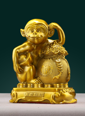 纯黄铜猴摆件十二生肖系列吉祥物