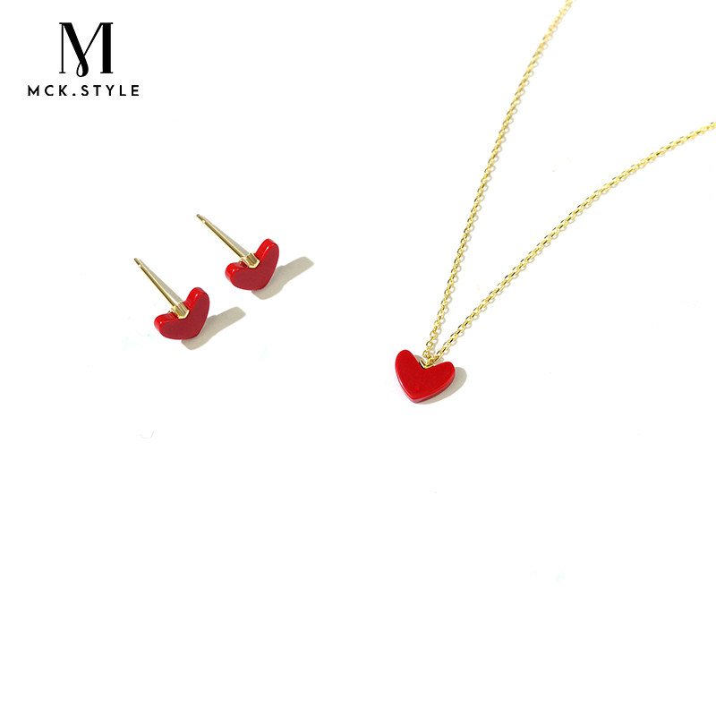 925银小红心爱心女潮网红锁骨链 mck项链