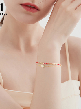 MCK国风钱币双层红绳手链女款