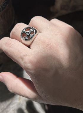 十字架黑宝石男士复古戒指男士