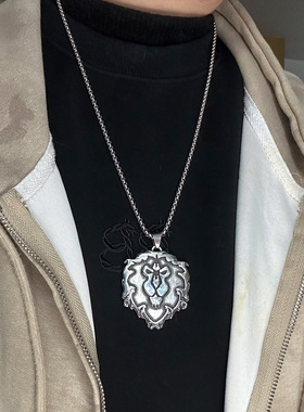 魔兽联盟狮子王冠项链男钛钢