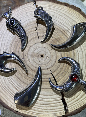 健身男人狼牙钛钢吊坠项链男个性