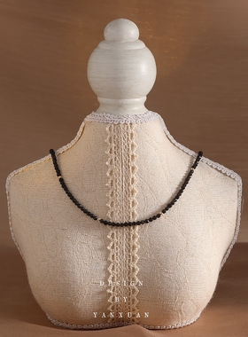 天然黑曜石项链女锁骨链