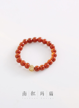 天然南红玛瑙S925银古风戒指