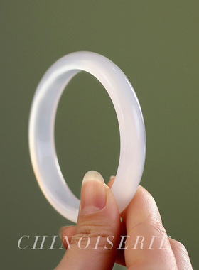 冰种白玉手镯细款少女荔枝冻