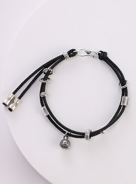 925银吞金兽纯银情侣手链一对女情侣款男款编织手绳古风礼物