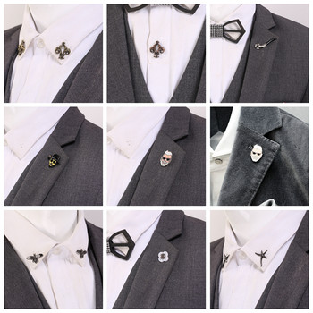 Trendy and versatile PINTRILL enamel head metal corsage brooch crown men's shirt suit collar pin trinkets