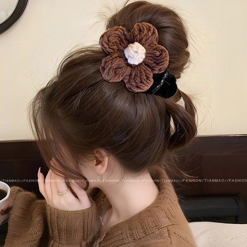 秋冬蝴蝶结丸子头抓夹女高级感2026新款饱满后脑勺发夹盘发鲨鱼夹 - 图2