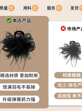 气质网纱羽毛抓夹高马尾不塌神器