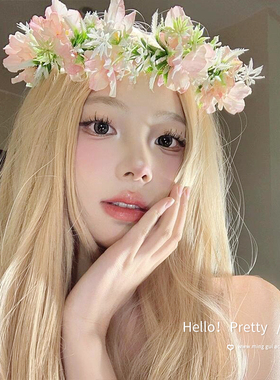 成人仿真花朵表演编发发箍