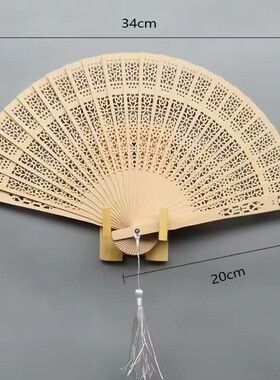 木质扇子中国风檀香扇古风随身镂空全木扇复古日用折扇女式折叠扇