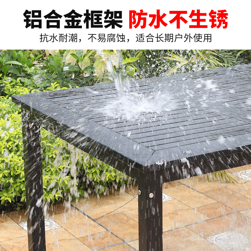 远茂户外庭院桌椅带伞组合露天茶桌椅遮阳伞别墅天台室外防水防晒 - 图1