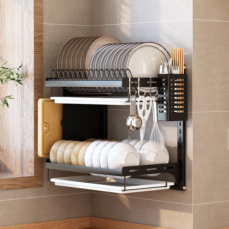 厨房碗碟收纳架放碗架收纳架壁挂水槽碗盘餐具盘子台面双层沥水架,淘宝优惠券,粉丝福利购,淘宝优惠卷