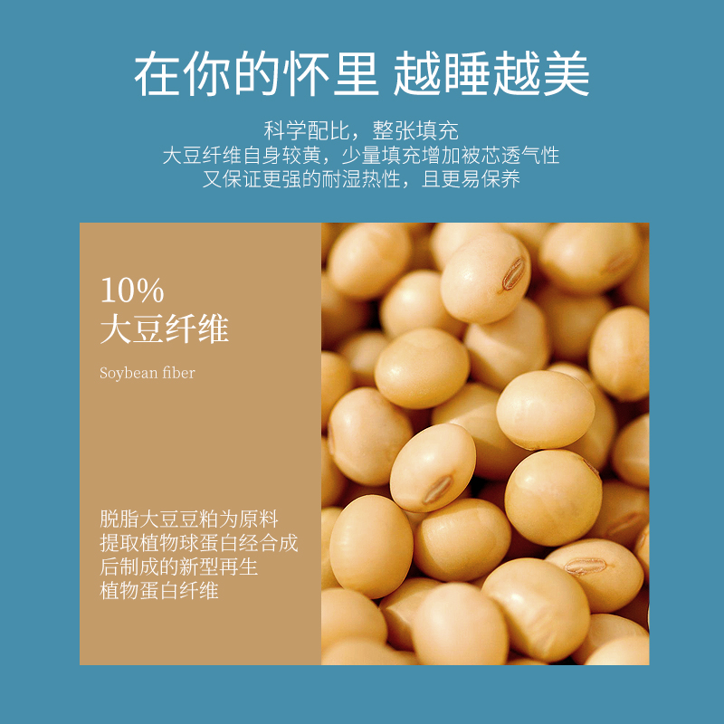 晋帛家纺全棉抗菌防螨大豆蛋白春秋单双人被子可水洗加厚冬被被芯