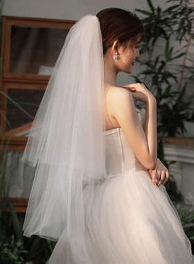 新娘蓬蓬求婚领证主婚纱结婚头纱
