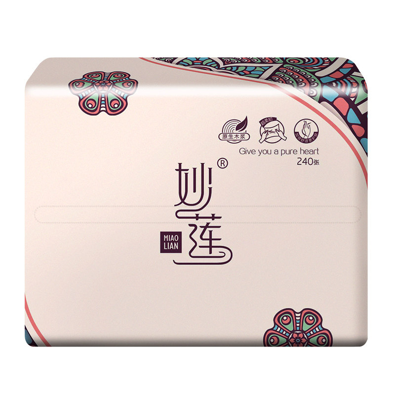 妙莲木浆婴儿30包整箱家庭装餐巾纸 妙莲抽纸
