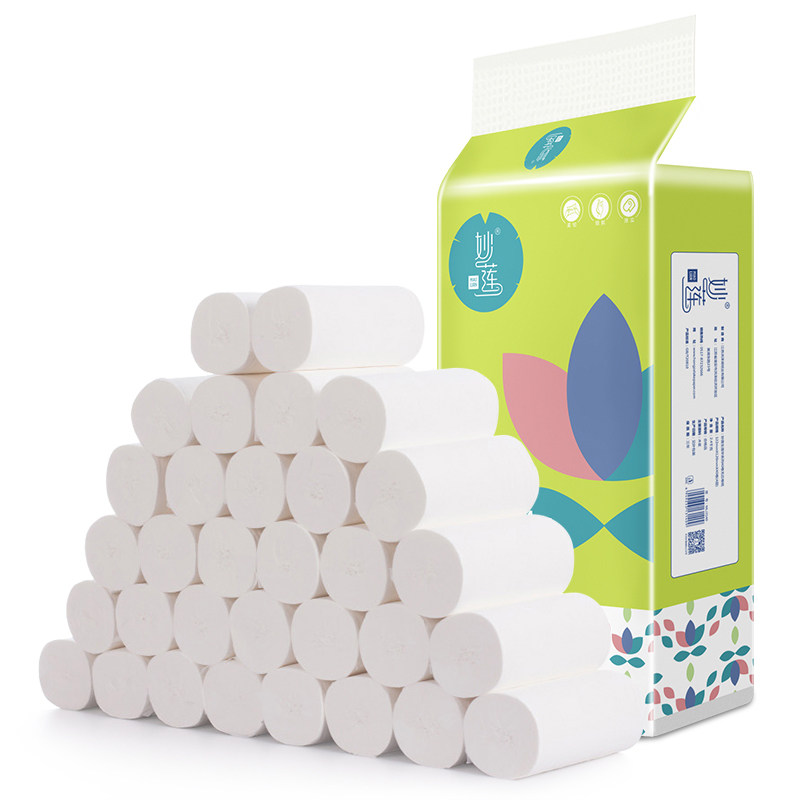妙莲40卷家用妇婴用纸批发卷纸巾 妙莲卷筒纸