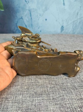 古玩纯铜钟馗摆件钟馗像客厅玄关酒柜办公室工艺品礼品拿扇钟馗