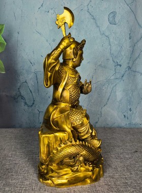 古玩纯黄铜杨泗将军杨家四爷斩龙水神像家用供奉镇江王菩萨