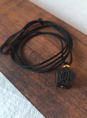 新中式沉香木日进斗金吊坠项链