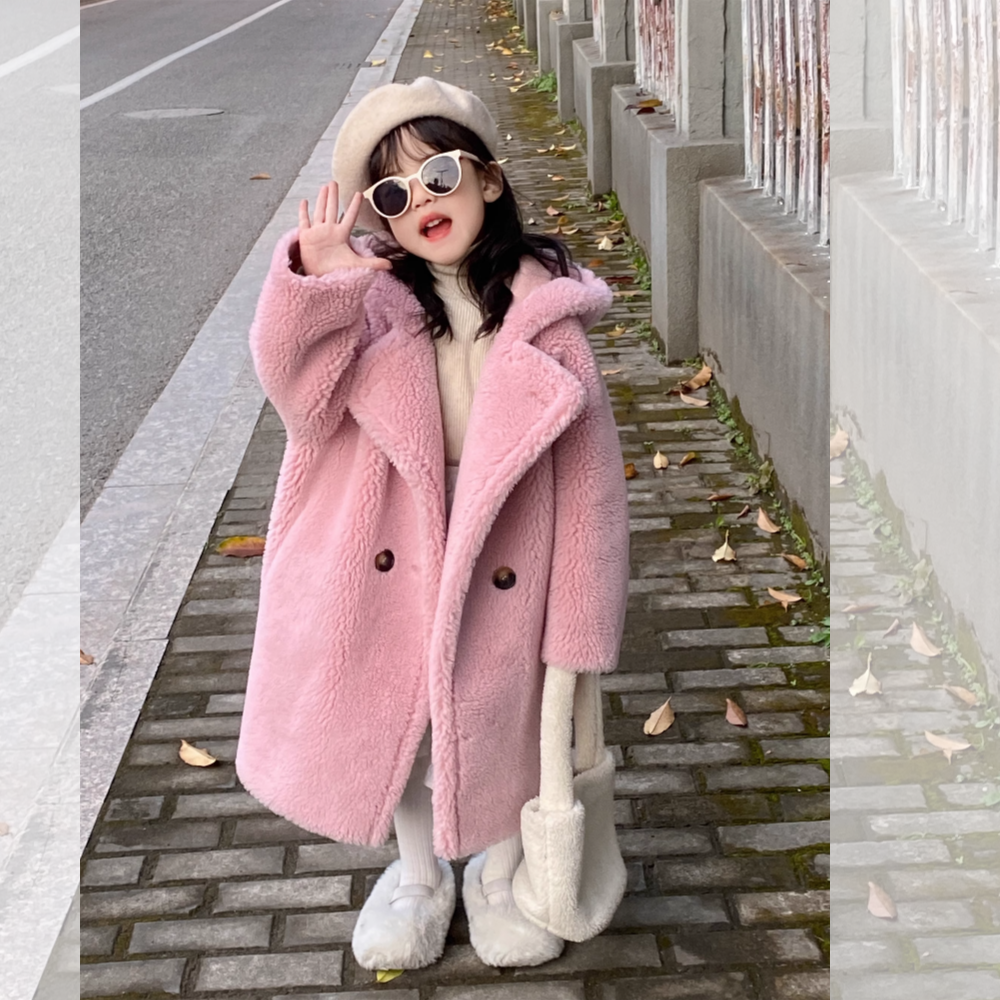 拓伴 儿童羊剪绒皮草女童皮毛一体外套中大童长款羊羔毛大衣冬新,淘宝优惠券,粉丝福利购,淘宝优惠卷