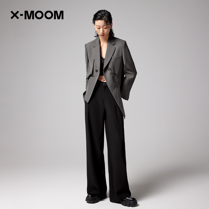 【商场同款】X--MOOM春秋新款设计感小众不规则个性西装外套女