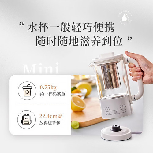 小熊养生壶办公室mini小型家用多功能玻璃烧水花茶壶煮茶器一人用 - 图1