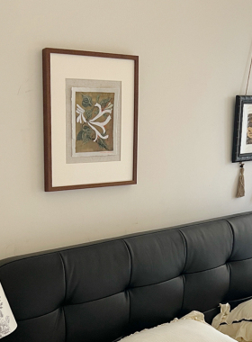 小美满中古风小众艺术侘寂装饰画客厅卧室玄关美式复古背景墙挂画