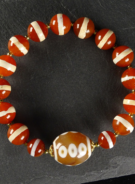 圣饰奇缘一线药师十眼天珠天然西藏真品玛瑙手串男女17*15mm左右