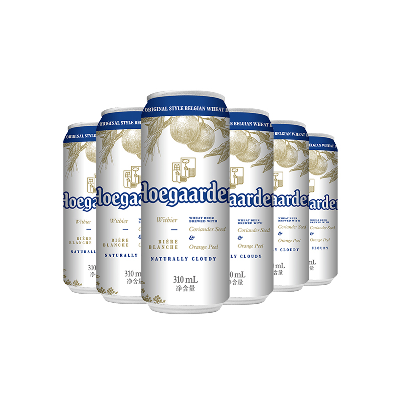 福佳旗舰店Hoegaarden福佳啤酒比利时风味小麦白啤酒310ml*6听罐装；3