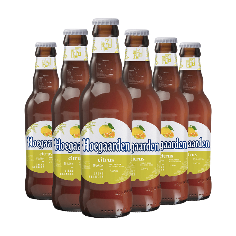 福佳旗舰店Hoegaarden福佳琥珀橘啤酒小麦白啤酒精酿果味啤酒248ml*6瓶装3