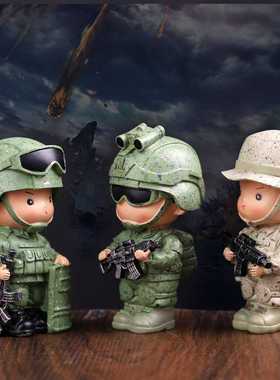 潮玩铁血军魂盲盒公仔手办男生生日礼物树脂工艺小摆件车摆